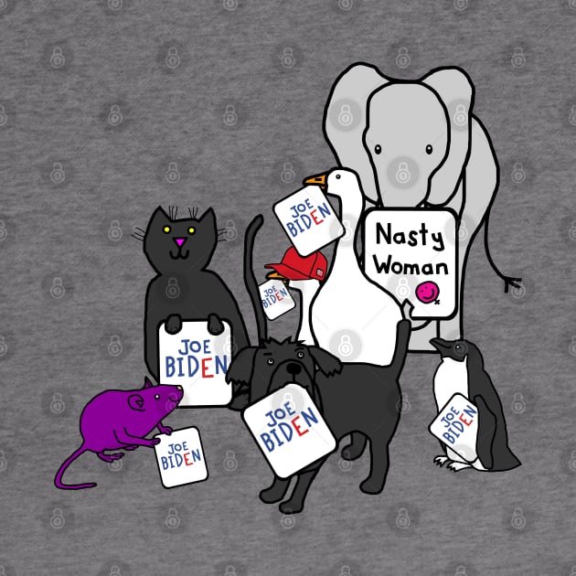 Animals with Joe Biden Signs by ellenhenryart